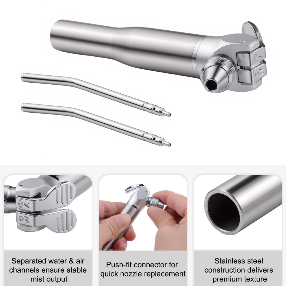 2Pcs Dental 3-Way Syringe Handpiece for Air Water Spray with 4 Nozzles